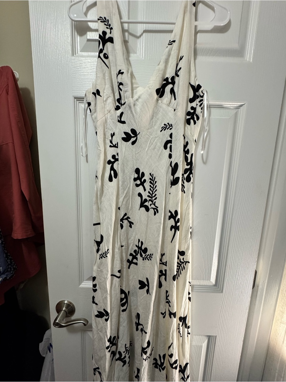 White Maxi Dress with Black Floral Print